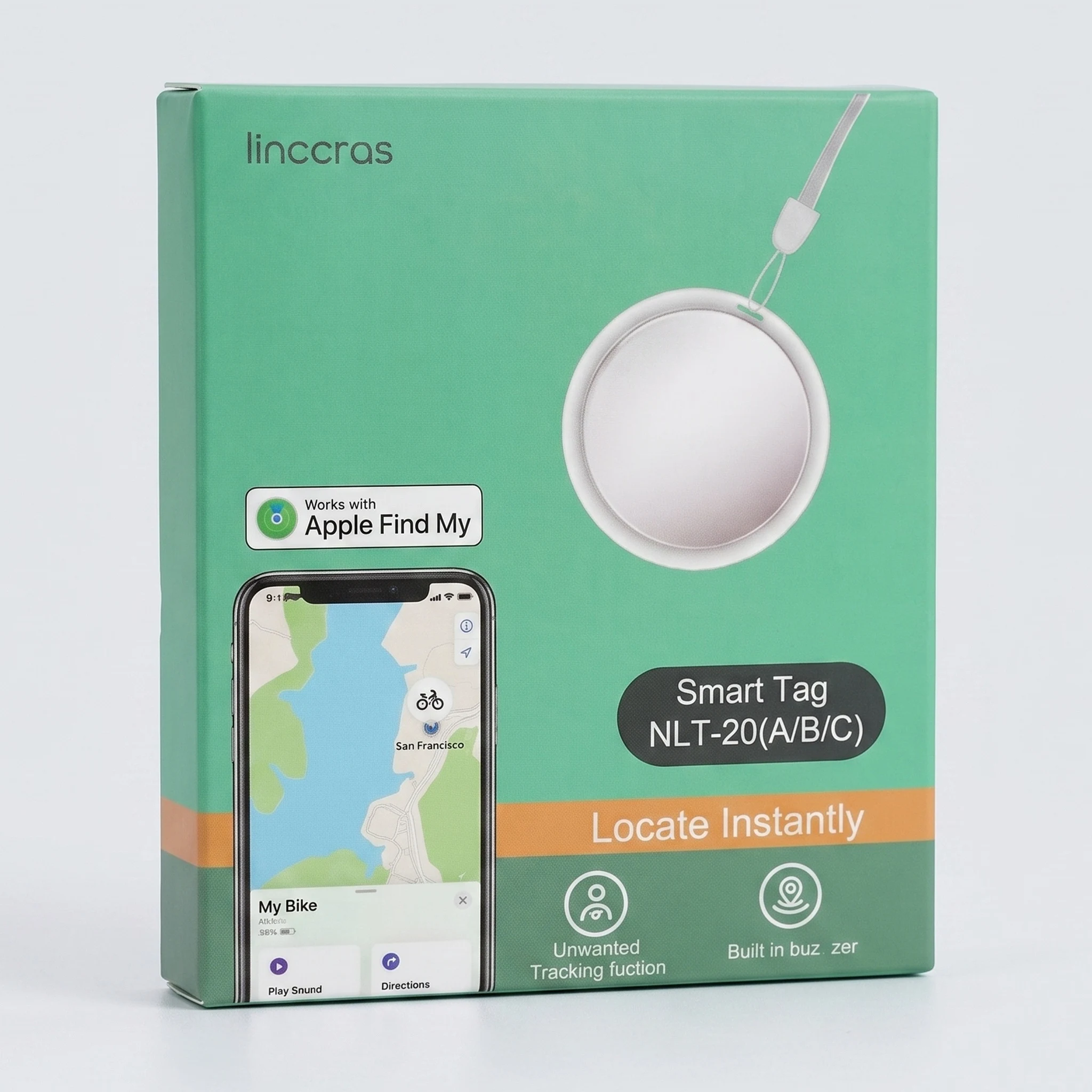 ჭკვიანი ტრეკერი linccras (Apple Find My)